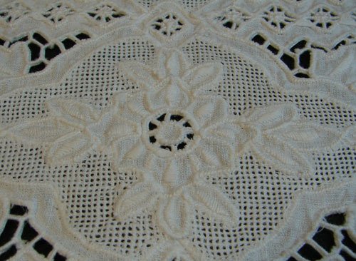 Six Matching Antique Cotton Lace Place Mats - 5