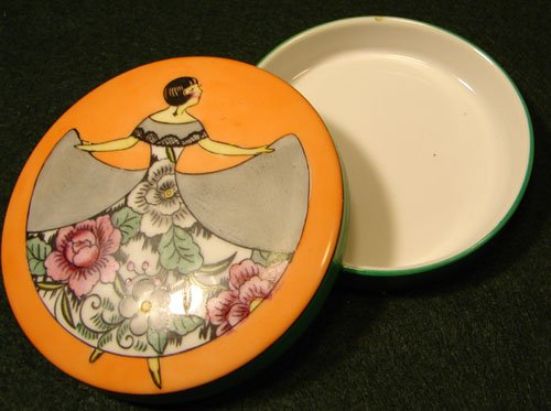 Noritake Art Deco Porcelain Covered Coaster (?)  - 2