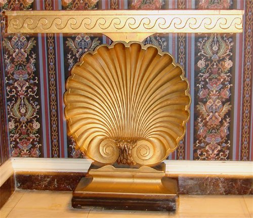 Carved and Painted Wooden Pier Table with Shell F