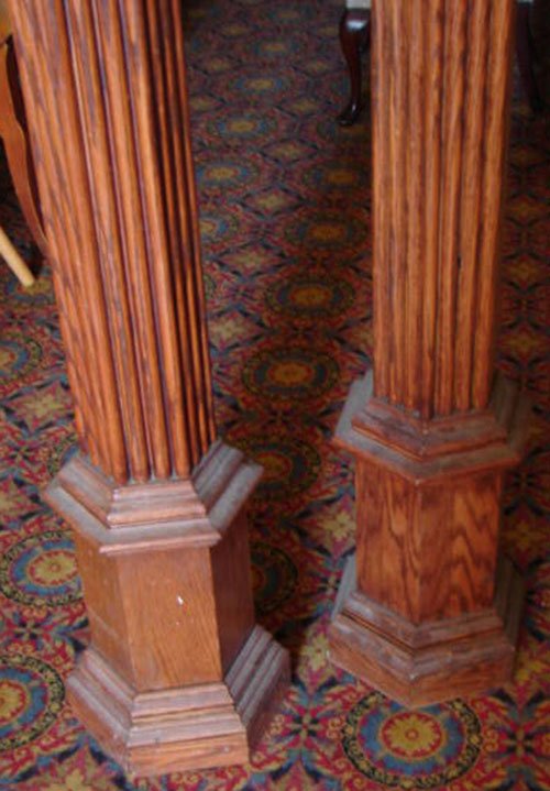 Pair Antique Oak Reeded Columns - 4
