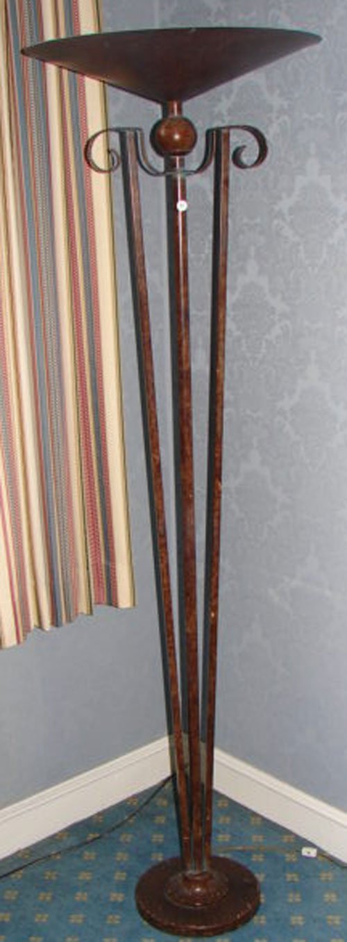 Patinated Metal Torchere Lamp. - 2