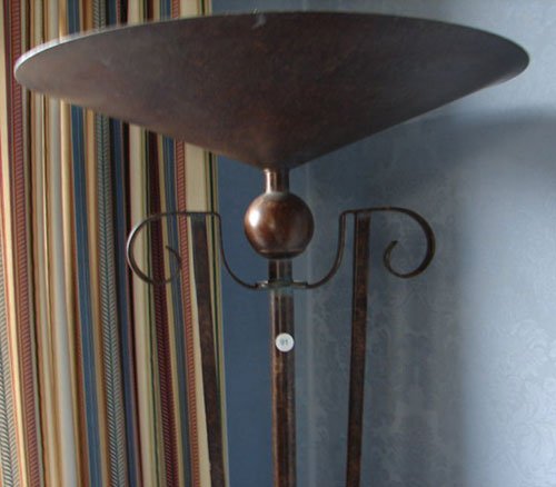 Patinated Metal Torchere Lamp. - 3