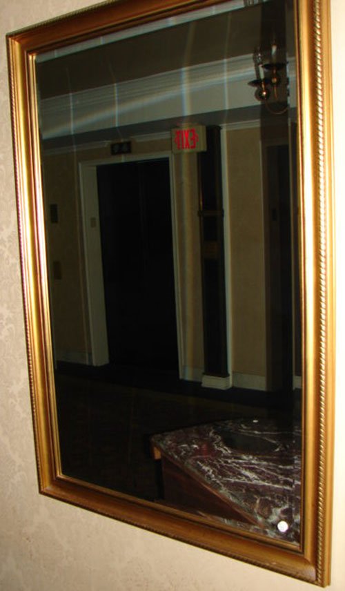 Pair Matching Beveled Glass Hanging Mirrors - 2