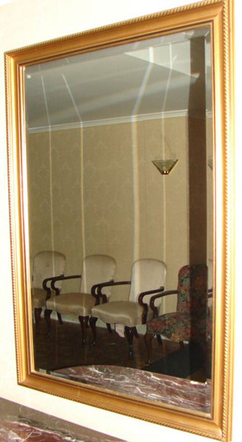 Pair Matching Beveled Glass Hanging Mirrors - 3