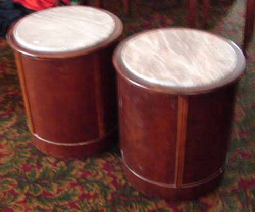 Pair Marble Top Mahogany Drum Tables. Art Deco St - 2