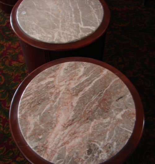 Pair Marble Top Mahogany Drum Tables. Art Deco St - 3