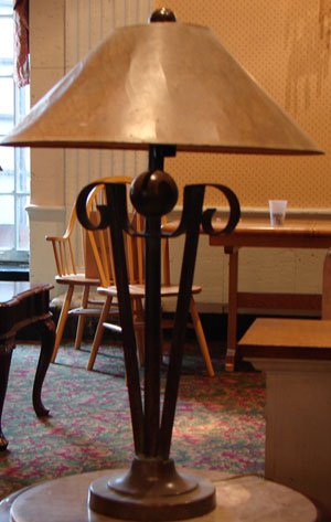 Art Deco Style Patinated Metal Table Lamp. 31"h x
