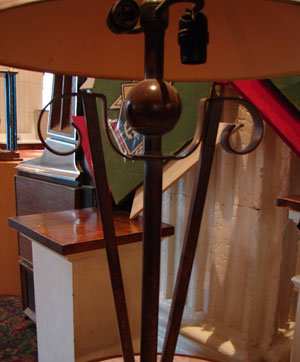 Art Deco Style Patinated Metal Table Lamp. 31"h x - 4