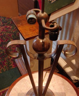 Art Deco Style Patinated Metal Table Lamp. 31"h x - 6
