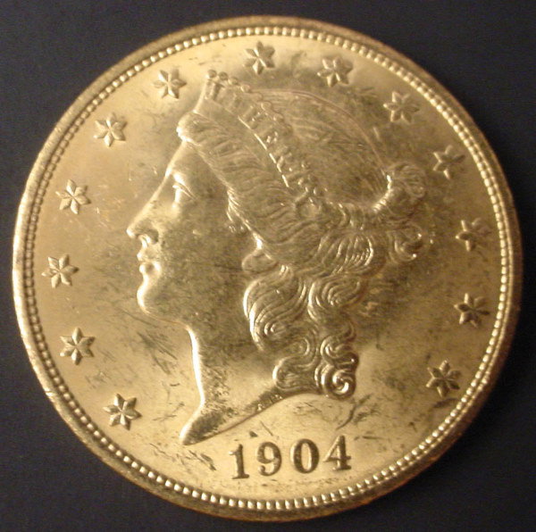 1904 $20 Liberty gold UNC