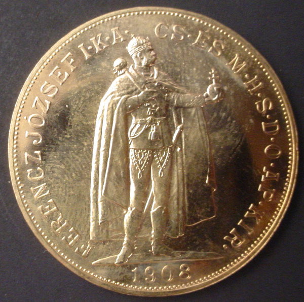 1908 Hungary 100 Korona gold restrike proof