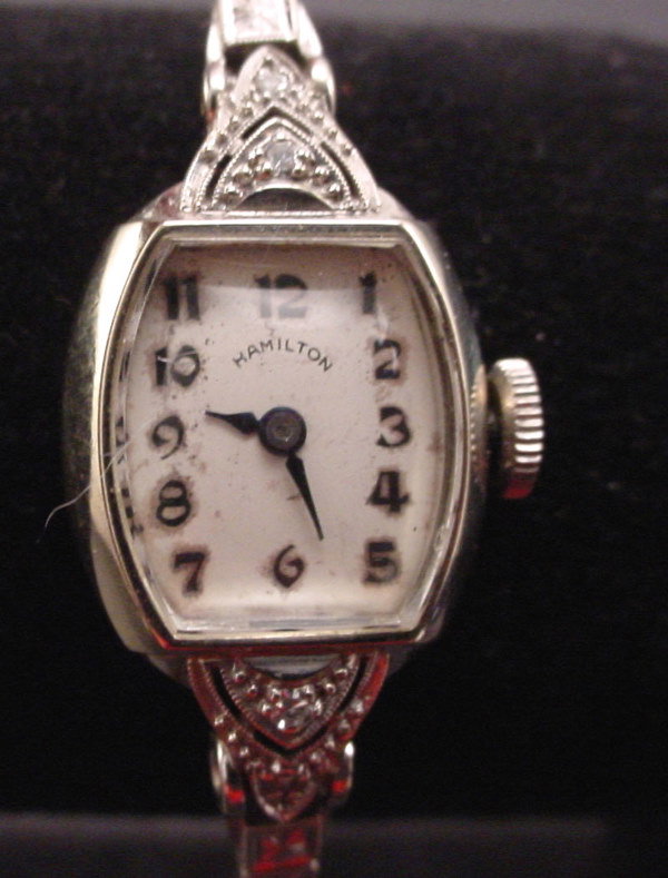 "Hamilton" Ladies 14k White Gold Wrist Watch with