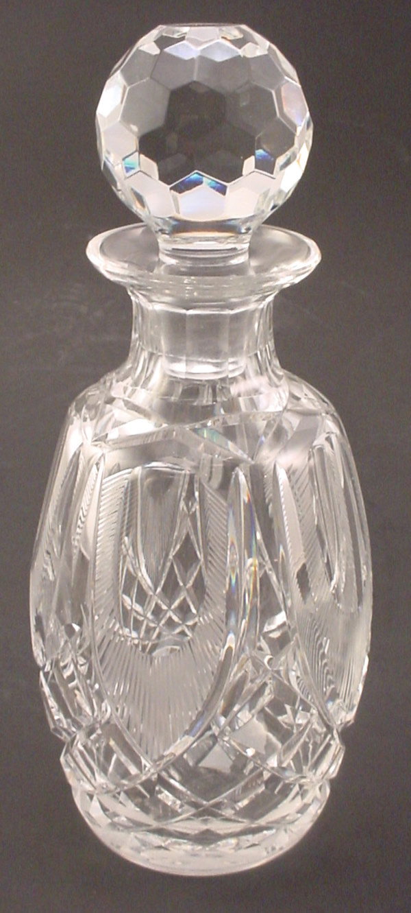 Cut Glass Decanter. Signed "Webb" 10 1/4"h x 4 1/
