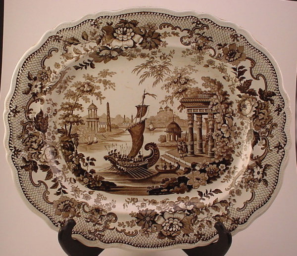 "T.Mayer" Scenic Brown Transferware Platter with