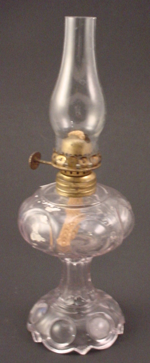 19th/20th c. Clear glass Kerosene Lamp. 8 3/4"h x