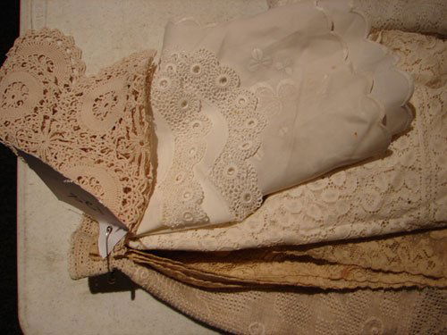 Six Antique Lace Table Runners: Six Antique Lace Table Runners. Sizes include 52" x 17", 37" x 15", 18" x 16", 14" x 11", 39" x 13", 23"diam. one has 1"tear.