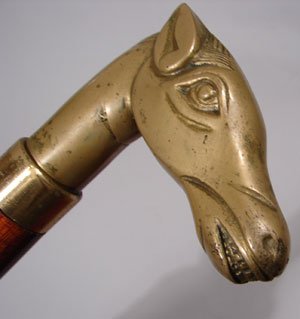 Two 20th c. Walking Sticks with Brass Heads - 2