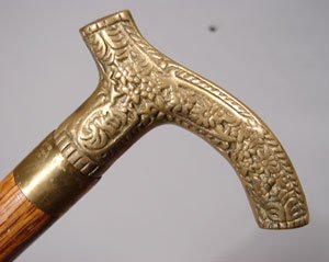 Two 20th c. Walking Sticks with Brass Heads - 4