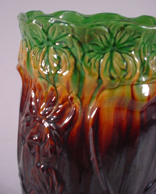 Antique Majolica Umbrella/Cane Holder of Art Nouv - 2