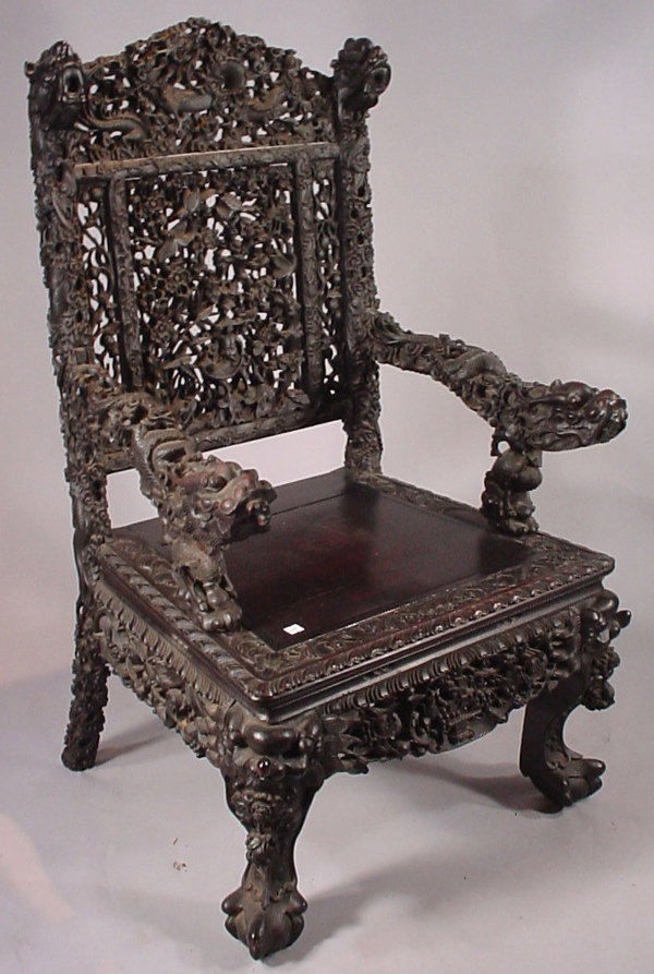 Heavily Carved Teakwood exquisite Oriental Teakwo