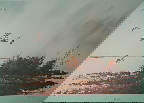 "John Newman" Pencil signed limited edition print: "John Newman" Pencil signed limited edition print, duck landing in marsh land. Numbered 2995/3600 19 1/2"h x 26 1/2"w