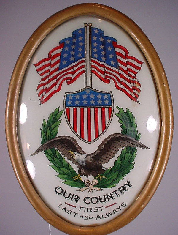 American Patriotic Convex Reverse Painting on gla