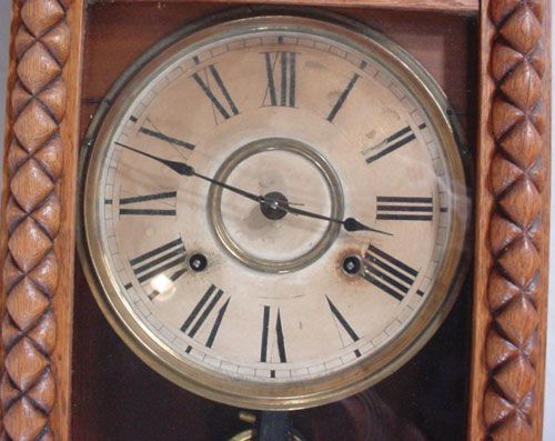 Ansonia Antique Victorian Oak Hanging Clock. 41 1 - 2