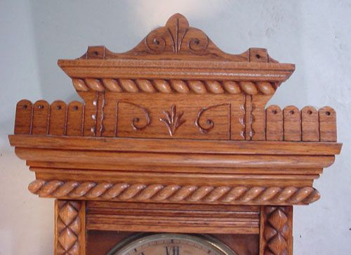 Ansonia Antique Victorian Oak Hanging Clock. 41 1 - 3