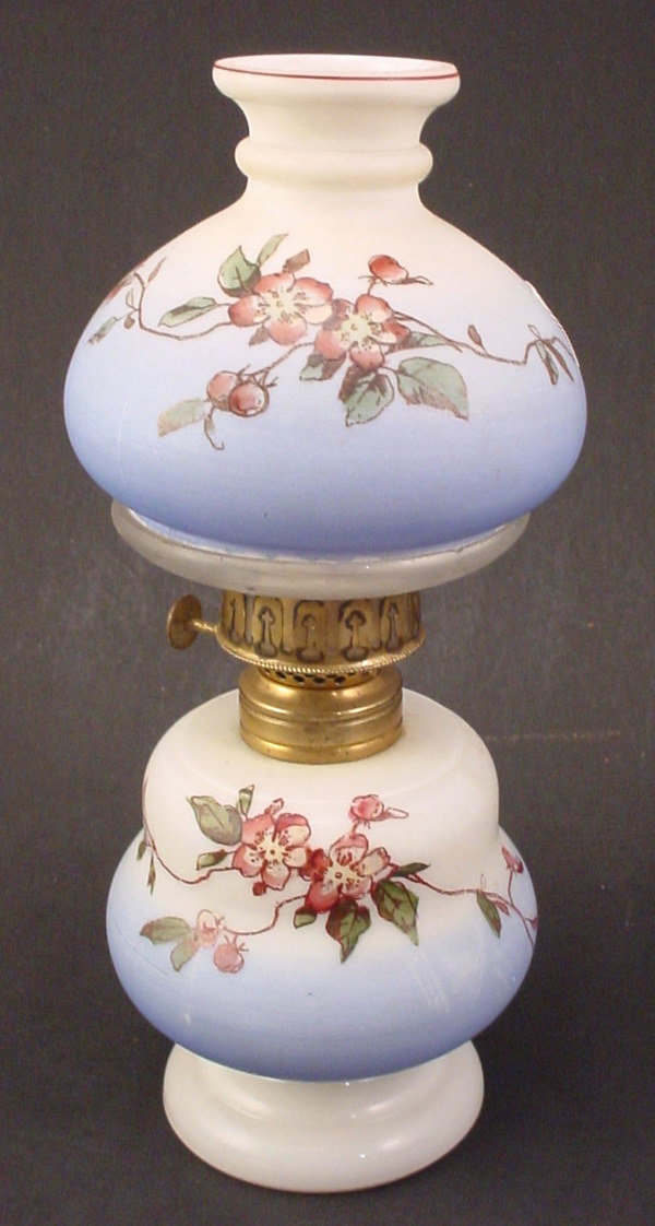 Antique Miniature Hand Painted Milk Glass Oil / Ker