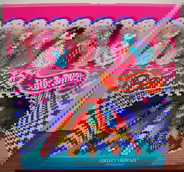 Six McDonald's Barbie or Hot Wheels Happy Meal Colle: Six McDonald's Barbie or Hot Wheels Happy Meal Collectibles Store Display Units by Mattel. Displays were used in the McDonald's stores. Condition varies from good to excellent. Some displays are creas