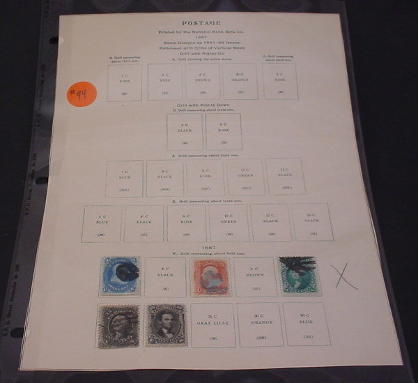 5 different early US cancelled stamps from 1867 w