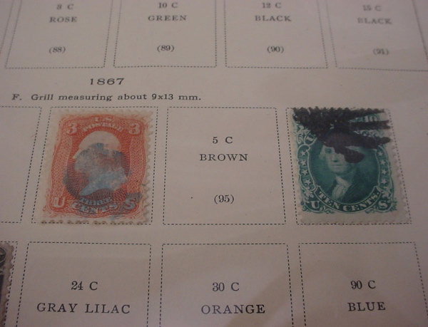 5 different early US cancelled stamps from 1867 w - 2