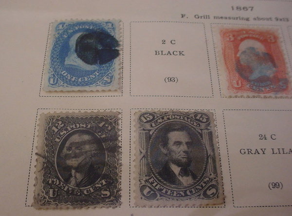 5 different early US cancelled stamps from 1867 w - 3