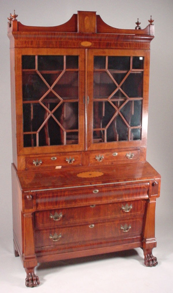 Ca. 1825 American Secretary Desk with satinwood i