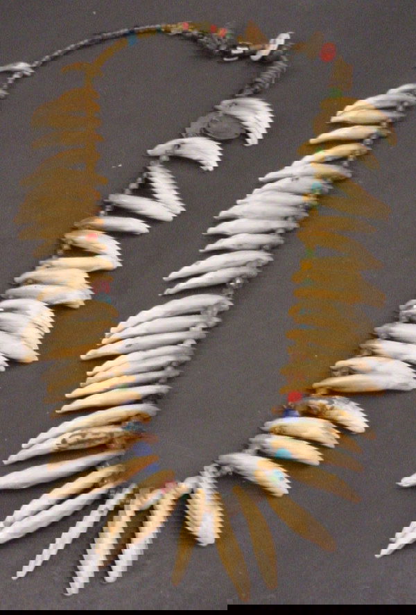 Antique Native American Animal Tooth Necklace wit May 28, 2005 TW