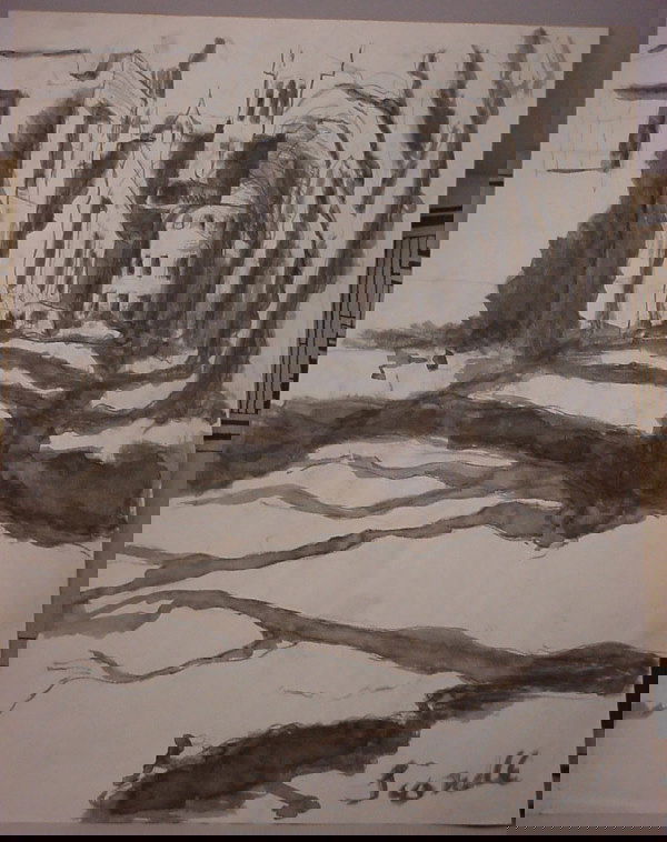 Watercolor and charcoal on paper signed "Jionelle: Watercolor and charcoal on paper signed "Jionelle"?. 22 1/4" x 17 1/4"