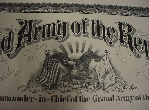 G.A.R Civil War Aide-De-Camp Commission. Dated 23 - 3