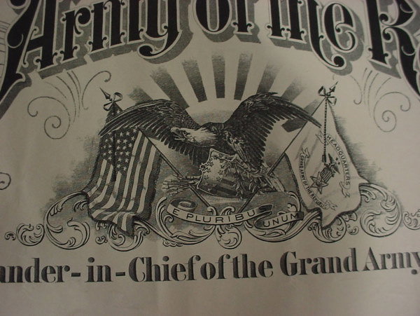 G.A.R Civil War Aide-De-Camp Commission. Dated 23 - 5