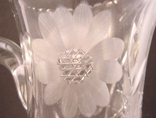 Cut and Leaded Glass Pitcher. 10 1/4"h. Some scratc - 2