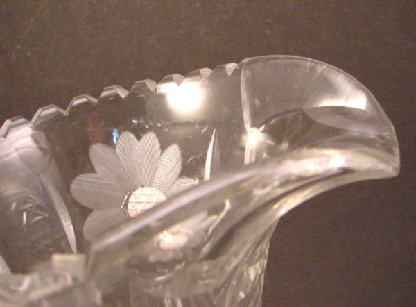 Cut and Leaded Glass Pitcher. 10 1/4"h. Some scratc - 4