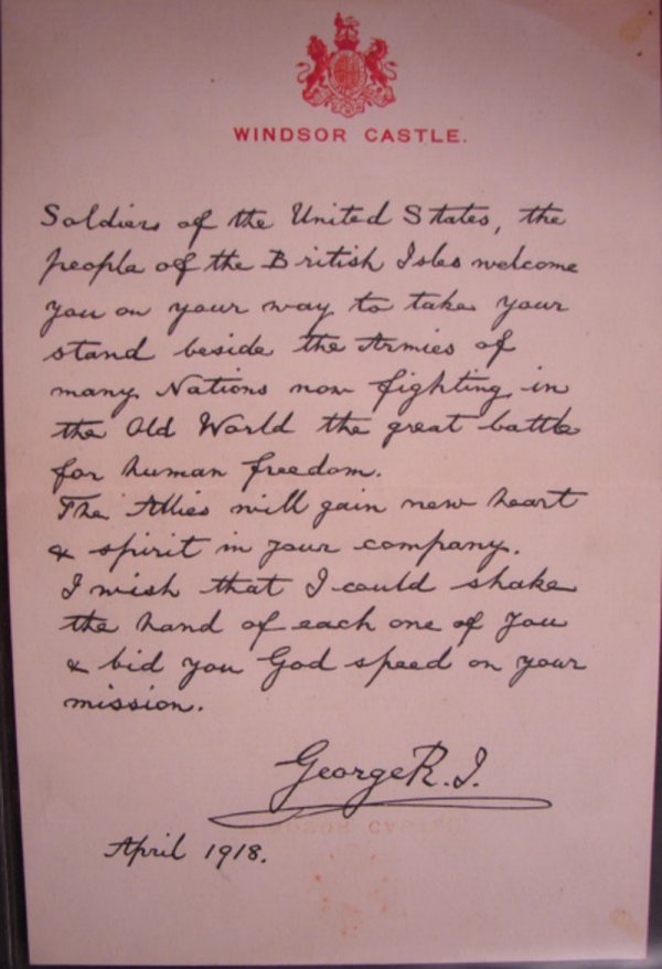 Wartime Cover from 1918 signed by King George to - 2