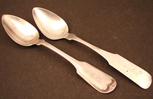 Two American Coin Silver Teaspoons including one ma