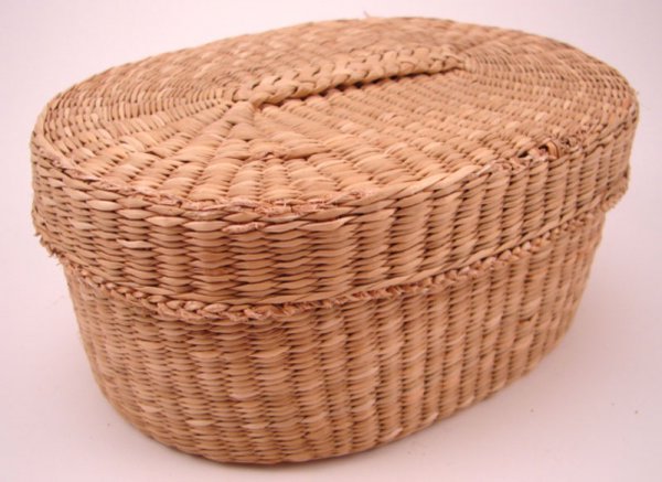 Native American Sweetgrass Covered Basket. 3 1/2"h
