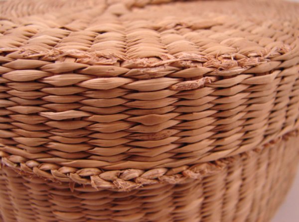Native American Sweetgrass Covered Basket. 3 1/2"h - 3