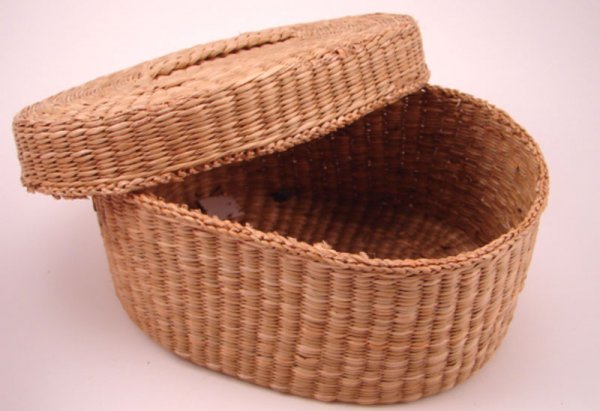 Native American Sweetgrass Covered Basket. 3 1/2"h - 4