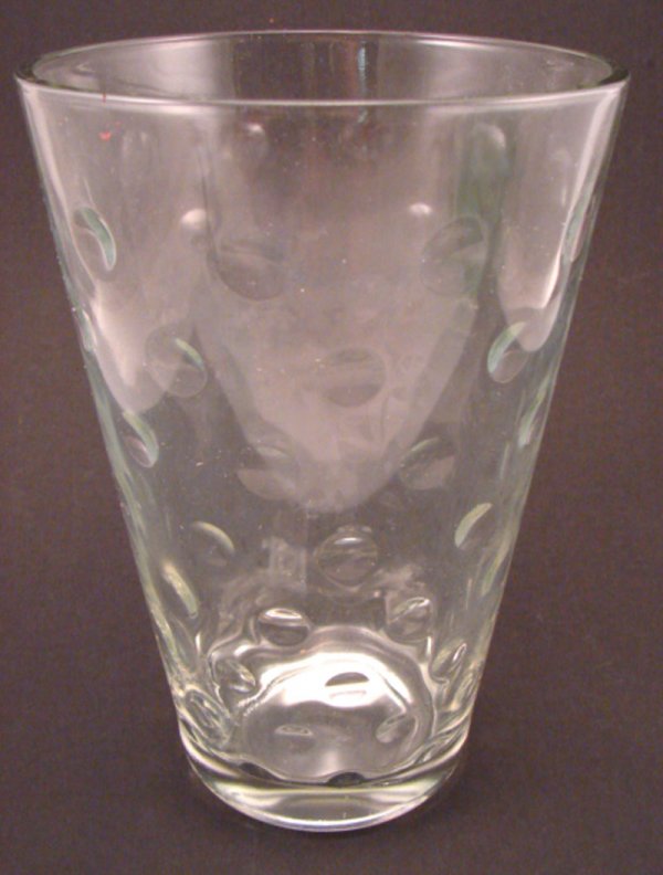 Art Glass Vase with dot decoration. 8 1/2"h x 5 3