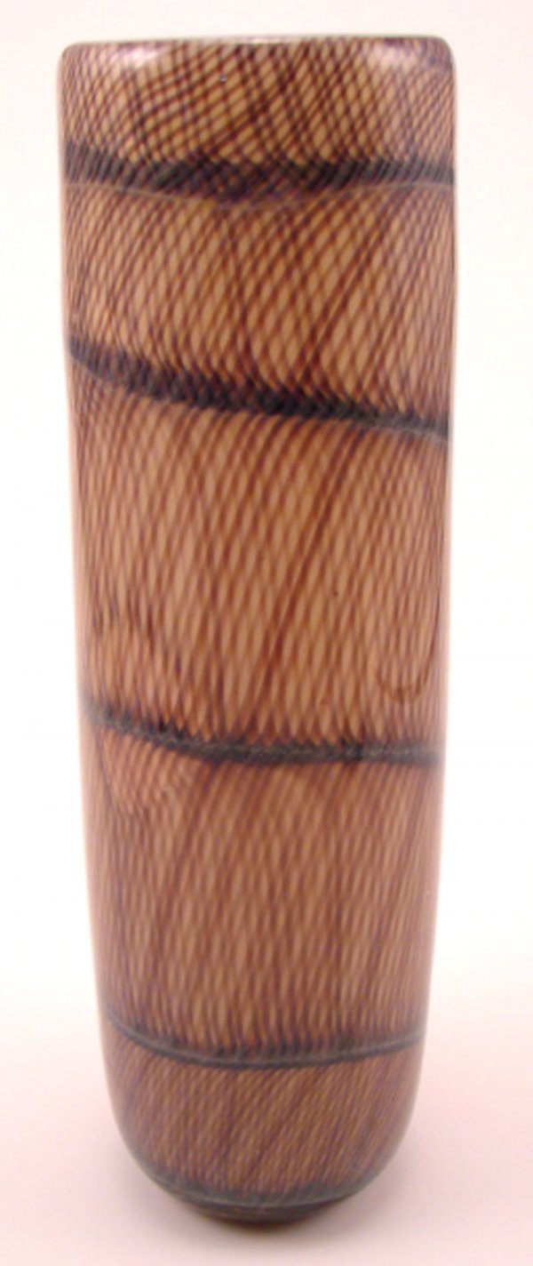 Signed Cased Art Glass Vase. 9"h x 2 3/4"w.