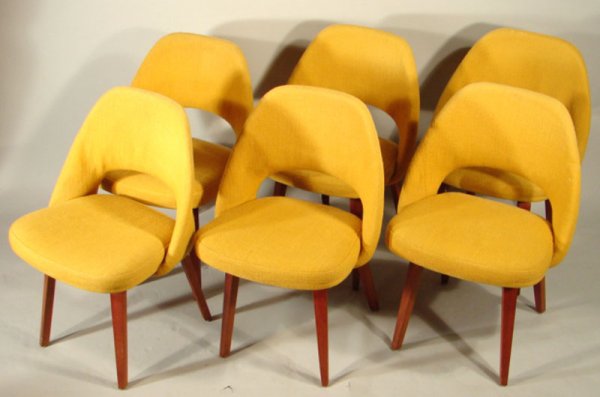 Six Vintage Eero Saarinen Teak Dining Chairs. Som