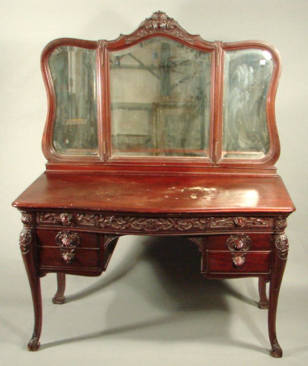 Victorian Carved Mahogany Dressing Table. 60 1/4"h