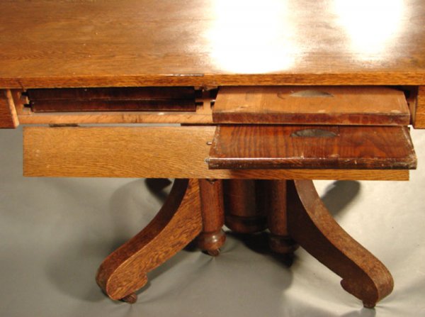 Victorian Oak Extension Dining Table with self stor - 3